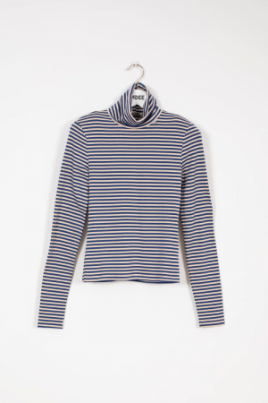 STRIPPED LS TURTLE NECK TS MATISSE BLUE