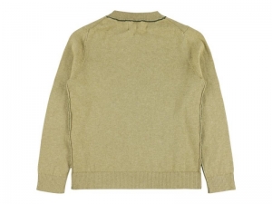 KNITTED ROUND COLLAR SWEAT GREEN CURRY