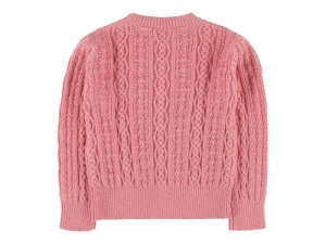GIRLS CABLE PULLOVER ROSE