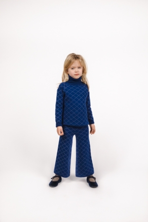 KNITTED TROUSER WITH PATTERN INDIGO