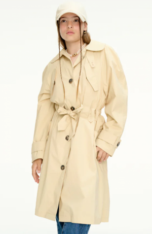 COATED COTTON TRENCH COAT STRAW 144