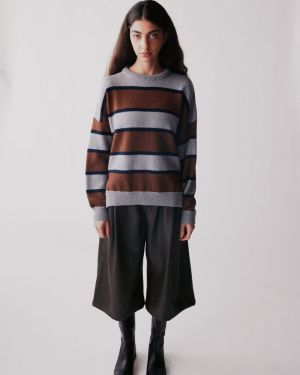 CREWNECK STRIPE BROWN/GREY